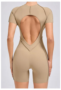 Short Jumpsuit Gym Clothes For Women Sportswear Fitness Overalls Backless Scrunch Booty Yoga Suit Sports Set Outfit