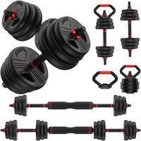 5-in-1 Adjustable Free Weights Set: Dumbbell & Kettlebell