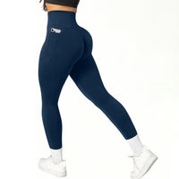 High Waist Tummy Control Yoga Pants with Pockets for Gym Workout - Breathable Stretchy Fitness Leggings