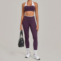 Women's Seamless Yoga Sets Sports Fitness Sleeveless Vest Hip-lifting Slim Fit Pants Suits Workout Gym Training Running Sets