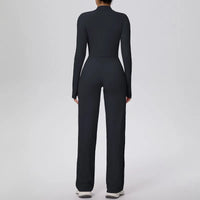 Women’s Seamless Yoga Set with long sleeve top and wide-leg pants