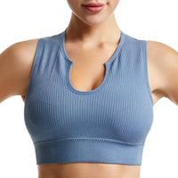 New Sports Bra Women Sexy Deep U-neck Push Up Gym Jogging Yoga Fitness Shockproof Vest Crop Tops Female Sport Bras Set for Women