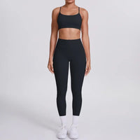 Women's Seamless Yoga Set Cross Back Sports Bra & High Waist Booty Lifting Yoga Leggings Gym Running Fitness Workout Outfit