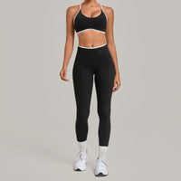 Women's Seamless Yoga Sets Sports Fitness Gym Sleeveless Vest Hip-lifting Slim Fit Pants Suits Running Training Workout Sets