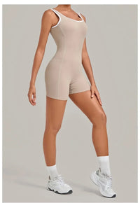 Women's Seamless Yoga Jumpsuits Sports Fitness Gym Sleeveless Backless Hip-lifting Shorts One-piece Training Workout Jumpsuit