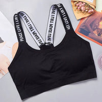 Sports underwear Women Yoga Fitness Seamless Crop Top Wide Letter Straps Comfortable Workout Activewear