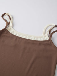 Summer Women's Camisoles Casual Stylish Contrast Color Layered Tank Tops Spaghetti Strap Slim Fit Vest Sporty Fitness Daily