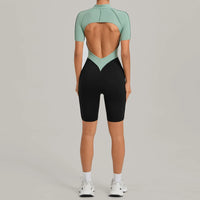 Women's Seamless Yoga Jumpsuit Sports Workout Running Hip-lifting Slim Fit Shorts One-Piece Training Fitness Gym Bodysuit