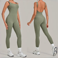 Women's Seamless Yoga Jumpsuits Fitness Sports Hip-lifting Beauty Back Sleeveless One-Piece Training Workout Running Bodysuits