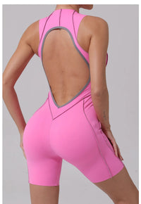 Yoga Jumpsuit Summer Short Sleeveless Sports Wear Gym Fitness Sports Bodysuit Women Dance Running Workout Clothes Yoga Jumpsuit