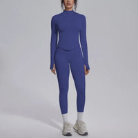 Women's Seamless Yoga Sets Sports Fitness Zipper Long-Sleeve Jacket Slim-fit Hip Lift Pants Suits Workout Training Gym Sets