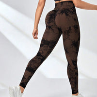 Boho Tie Dye High Waist Knit Elastic Fitness Yoga Tights Butt Lifting Workout Pants for Women