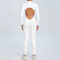 Women Sportwear Yoga Jumpsuit Zip Long Sleeve Back Open Outfit Fitness Tracksuit Tight One-piece Gym Overalls Sports Bodysuit