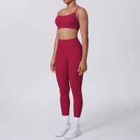 Women's Seamless Yoga Set Cross Back Sports Bra & High Waist Booty Lifting Yoga Leggings Gym Running Fitness Workout Outfit