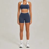 Women's Seamless Yoga Sets Sports Gym Fitness High-Waist Hip Lifting Shorts Suits Training Running Workout Beautiful Back Sets