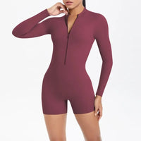 Women's Yoga Jumpsuits Sports Fitness Backless Half Zipper Peach Hip-Lifting Naked Feel Gym Running Workout One-Piece Bodysuits