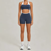 Women's Seamless Yoga Sets Sports Gym Fitness High-Waist Hip Lifting Shorts Suits Training Running Workout Beautiful Back Sets