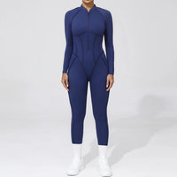 Padded Women Long Sleeve Sport Yoga Jumpsuit Workout Clothes for Women Sportwear Backless Zipper Fitness Gym Outfit