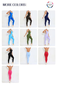 Backless Gym Jumpsuit Sport Overalls Women Nylon Yoga Workout Clothes for Women Fitness Clothing Gym Sets Womens Outfits