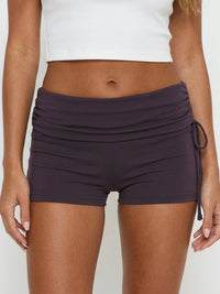 Women Workout Shorts High Waist Foldover Drawstring Bodycon Shorts for Gym Fitness Running Sporty Daily Casual Short Pants