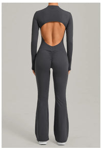 Women's Seamless Yoga Jumpsuits Sports Fitness Gym One-piece Long-sleeves Hip-Lifting Beauty Back Workout Training Bodysuits