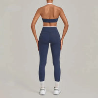 Women's Seamless Yoga Sets Sports Fitness Sleeveless Vest Hip-lifting Slim Fit Pants Suits Workout Gym Training Running Sets