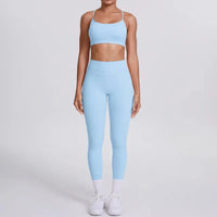 Women's Seamless Yoga Set Cross Back Sports Bra & High Waist Booty Lifting Yoga Leggings Gym Running Fitness Workout Outfit