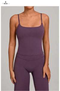 GYM Tank Top With Built In Bra women's Yoga clothing running Square Neck fitness vest beautiful back sports Workout