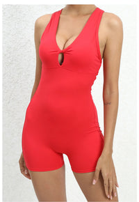 Padded Jumpsuit Sport Women Yoga Bodysuit Fitness Wear Gym Sportswear High Elastic Workout Running Clothes