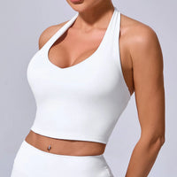 Ladies Sports Bra Sexy Hanging Neck High Support Impact Yoga Underwear Running Fitness Gym Push Up Workout Bra Padded Bralette