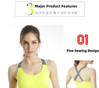 Sports Bra Women Patchwork Cross Back Straps Jogging Gym Crop Top Female Tops Fitness Yoga Shockproof Vest Sport Bras for Women