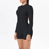 Women's Yoga Jumpsuits Sports Fitness Backless Half Zipper Peach Hip-Lifting Naked Feel Gym Running Workout One-Piece Bodysuits