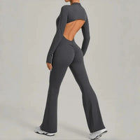 Women's Seamless Yoga Jumpsuits Sports Fitness Gym One-piece Long-sleeves Hip-Lifting Beauty Back Workout Training Bodysuits