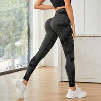 Boho Tie Dye High Waist Knit Elastic Fitness Yoga Tights Butt Lifting Workout Pants for Women