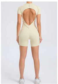 Short Jumpsuit Gym Clothes For Women Sportswear Fitness Overalls Backless Scrunch Booty Yoga Suit Sports Set Outfit