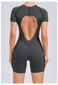Short Jumpsuit Gym Clothes For Women Sportswear Fitness Overalls Backless Scrunch Booty Yoga Suit Sports Set Outfit