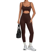 Women's Seamless Yoga Jumpsuits Sports Gym Fitness Backless Sleeveless Hip-lifting Pants One-piece Training Workout Bodysuits