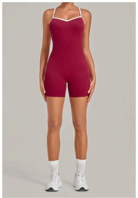 Women's Seamless Yoga Jumpsuits Fitness Sports Gym Hip-lifting Sleeveless One-piece Backless Workout Training Shorts Jumpsuit