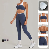 Women's Seamless Yoga Sets Sports Fitness Sleeveless Vest Hip-lifting Slim Fit Pants Suits Workout Gym Training Running Sets