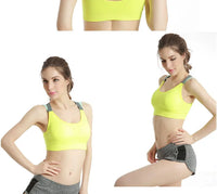 Sports Bra Women Patchwork Cross Back Straps Jogging Gym Crop Top Female Tops Fitness Yoga Shockproof Vest Sport Bras for Women