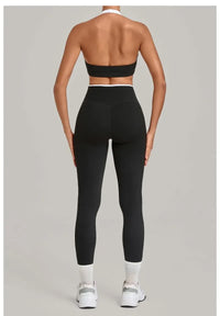Women's Seamless Yoga Sets Sports Fitness Sleeveless Vest Hip-lifting Slim Fit Pants Suits Workout Gym Training Running Sets