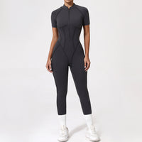 With Zipper Hollow Back Yoga Jumpsuit Sportswear Women Gym Clothes Running Fitness Yoga Backless Bodysuit