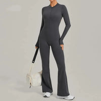 Women's Seamless Yoga Jumpsuits Sports Fitness Gym One-piece Long-sleeves Hip-Lifting Beauty Back Workout Training Bodysuits