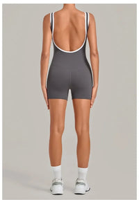 Women's Seamless Yoga Jumpsuits Sports Fitness Gym Sleeveless Backless Hip-lifting Shorts One-piece Training Workout Jumpsuit