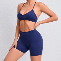 Women's 2-Piece Yoga Sets High Waist Seamless Shorts  Hip-Lifting & Backless Gym Leggings Quick Dry Workout Fitness Suits