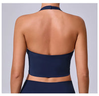 Ladies Sports Bra Sexy Hanging Neck High Support Impact Yoga Underwear Running Fitness Gym Push Up Workout Bra Padded Bralette