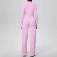 Women’s Seamless Yoga Set with long sleeve top and wide-leg pants