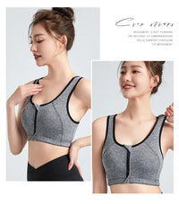 Sports Bra Women Push Up Front Zipper Shockproof Patchwork Gym Jogging Crop Top Female Running Fitness Vest Sport Bras for Women
