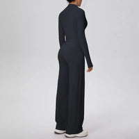 Women’s Seamless Yoga Set with long sleeve top and wide-leg pants