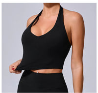 Ladies Sports Bra Sexy Hanging Neck High Support Impact Yoga Underwear Running Fitness Gym Push Up Workout Bra Padded Bralette